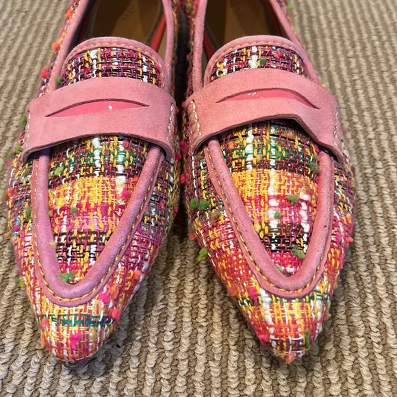 NEW DONALD PLINER boucle and suede pink tweed pointed toe penny loafers 6.5 - Picture 10 of 10